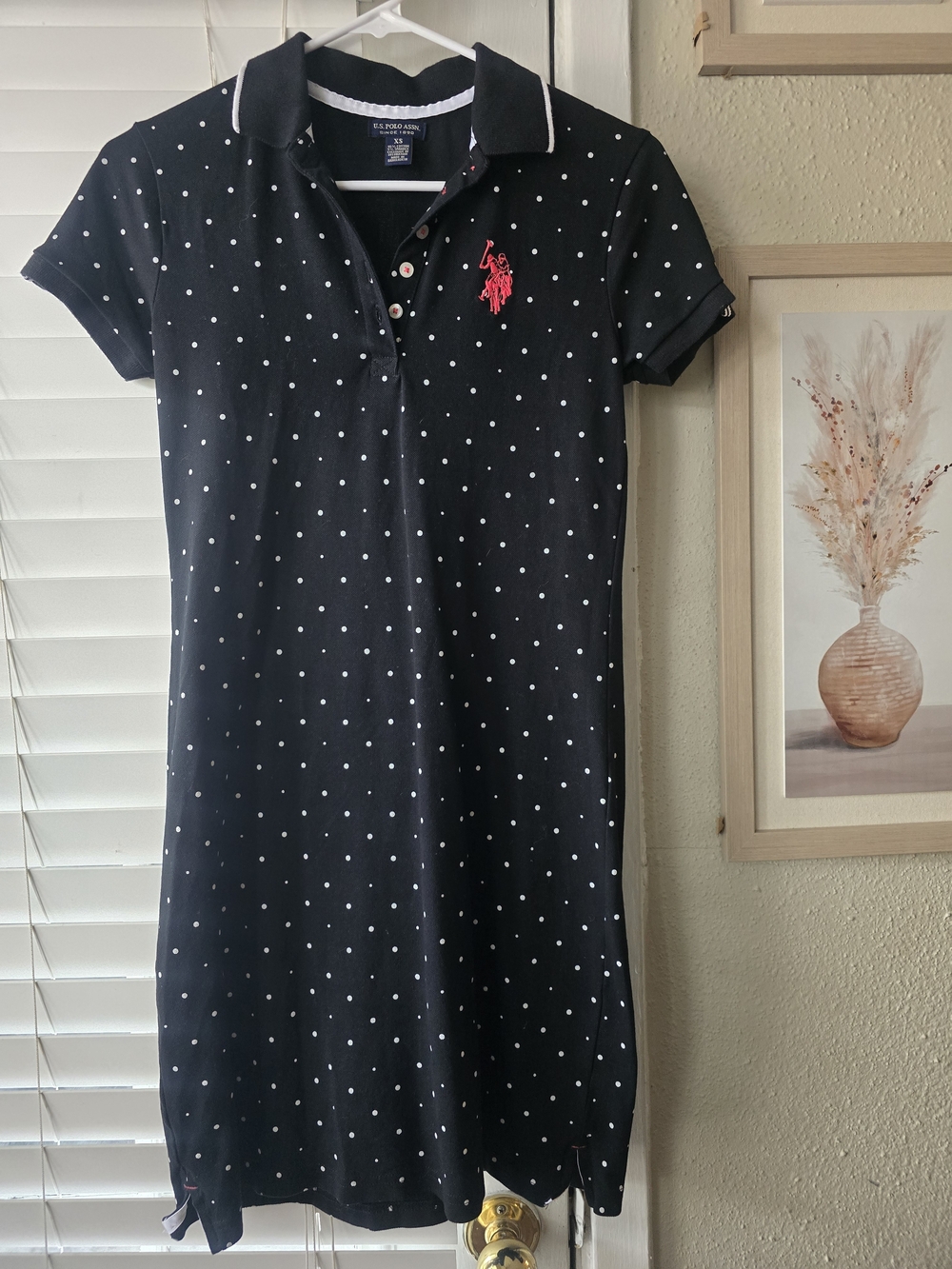 U.S. Polo Assn. Black Polka Dot Polo Mini Dress XS